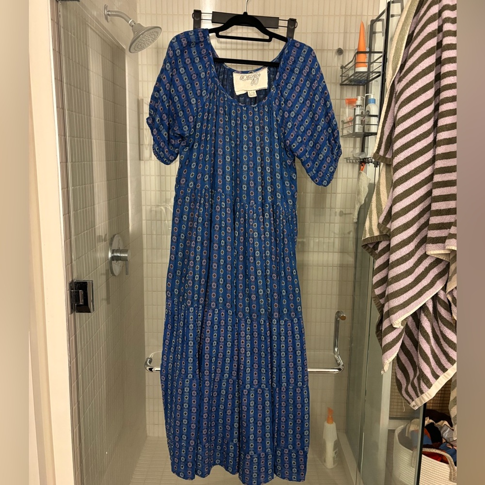 Ace & Jig cobalt blue tiered midi dress